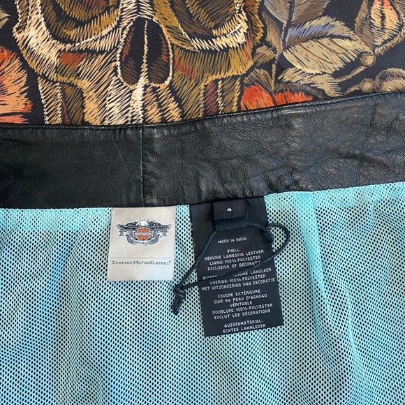 Harley-Davidson Black Leather Lambskin Wild Side Mini Skirt - Picture 8 of 9